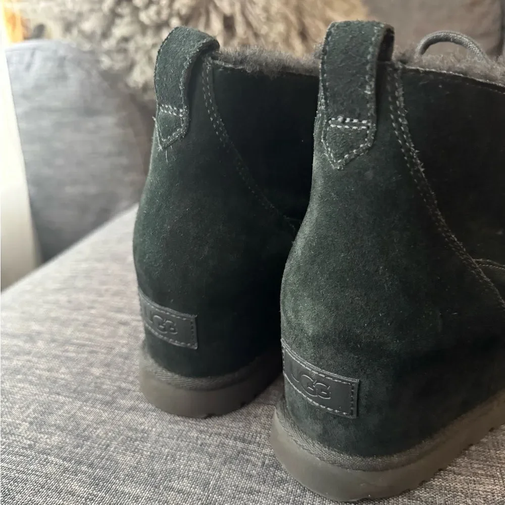 UGG CLASSIC MINI FEMME LACE BOOTIE BLACK WEDGE BOOTS US 12 / EU 43 / UK 10